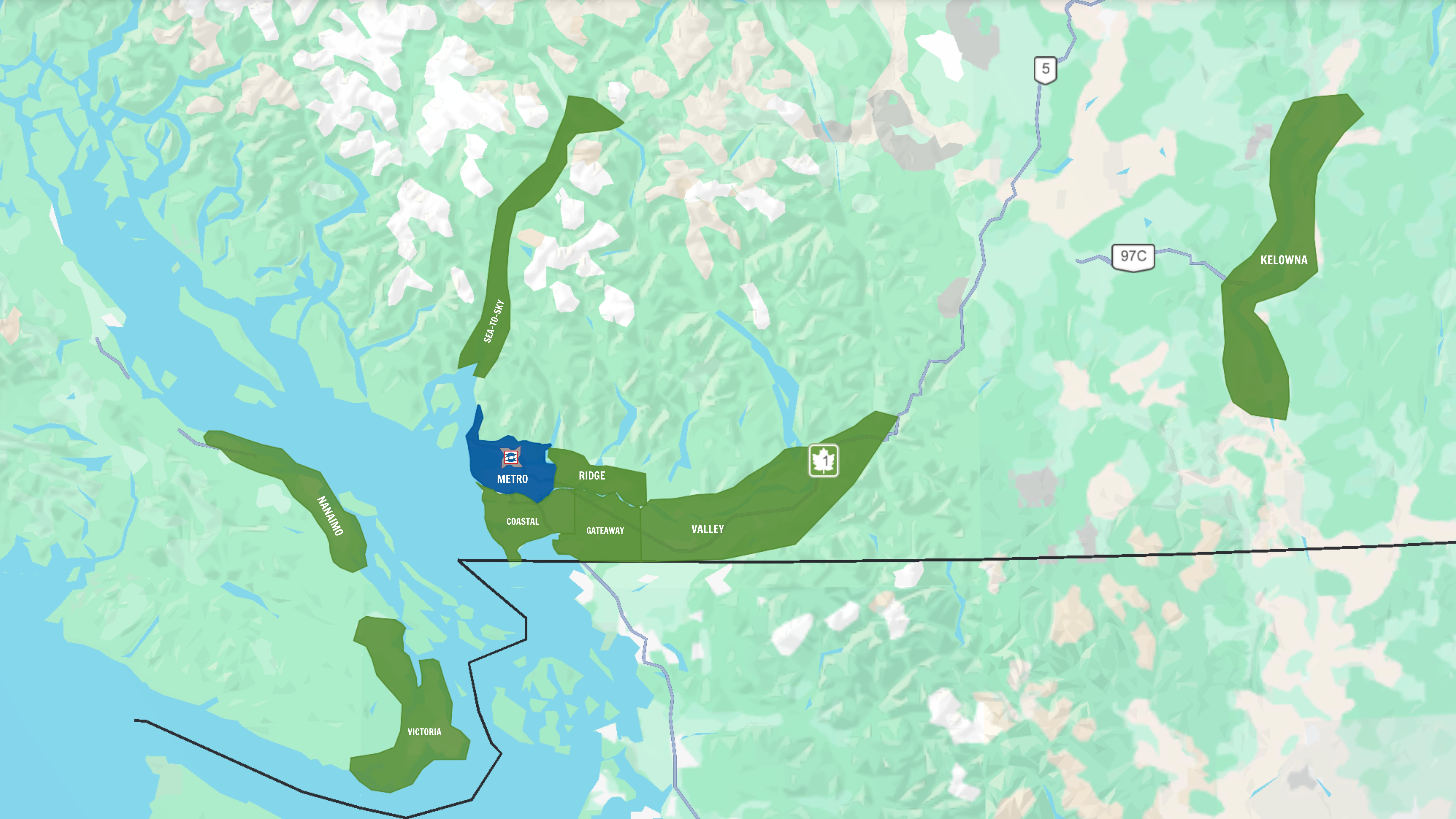 All British Columbia franchise service territories
